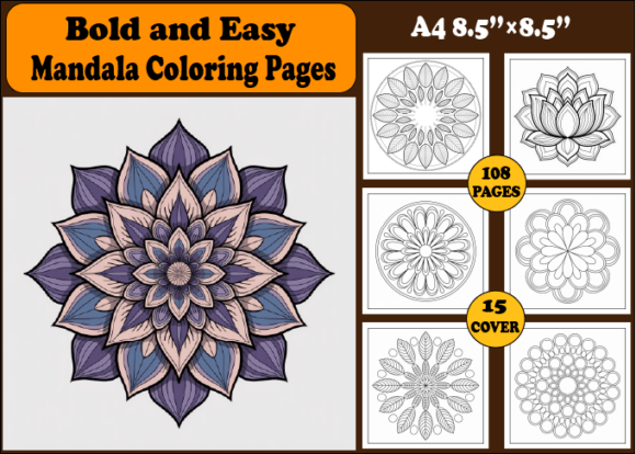 108 Mandala Bold and Easy Coloring Pages