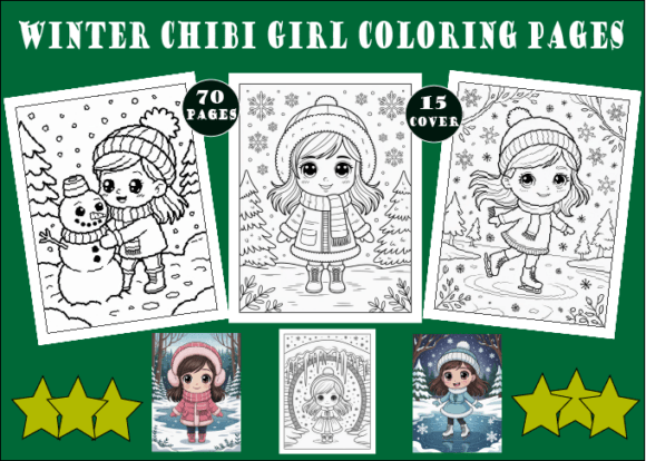 70 Winter Chibi Girl Coloring Pages for Adults – Cozy, Cute Designs for Relaxation and Creativity