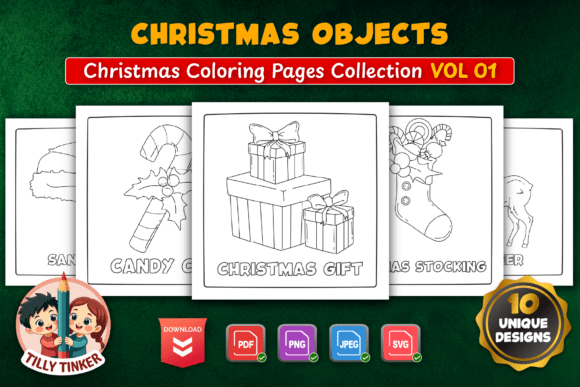 Christmas Objects Coloring Pages Vol 01