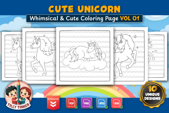Creative Adventures with Cute Unicorn Coloring Pages Vol 01