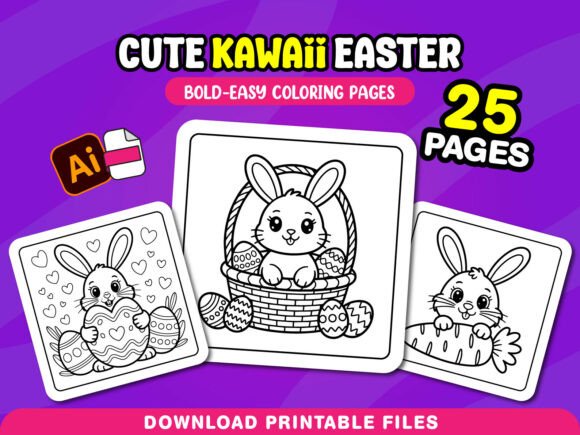 Cute Kawaii Easter Coloring Pages for Spring