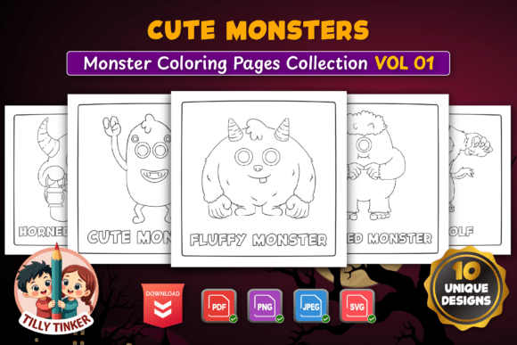 Cute Monsters Coloring Pages Vol 01