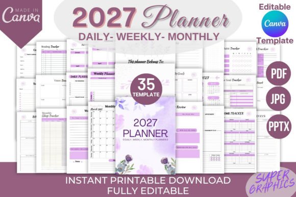Editable 2027 Planner Canva Template KDP: Your Complete Yearly Organizer for Amazon Publishing