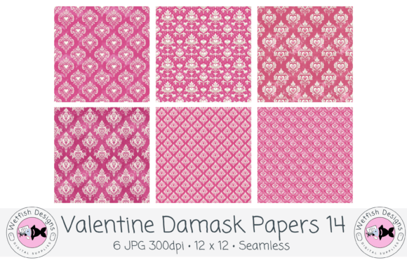 Elevate Romantic Design Projects with Valentine Damask Seamless Backgrounds 14