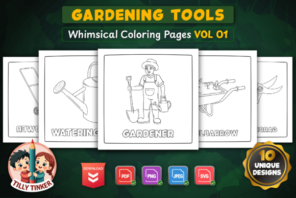 Gardening Tools Coloring Pages Vol 01 – More Than Just a Coloring Book