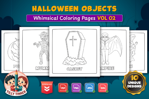 Halloween Objects Coloring Pages Vol 02: Simple Line Art for Relaxation, Projects, and Business