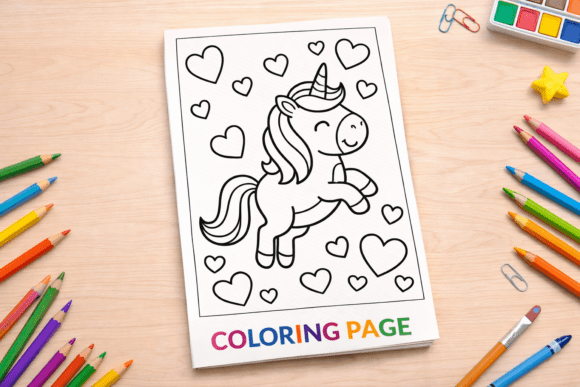 Happy Unicorn with Hearts Coloring Page: A Practical Resource for Creators and Educators