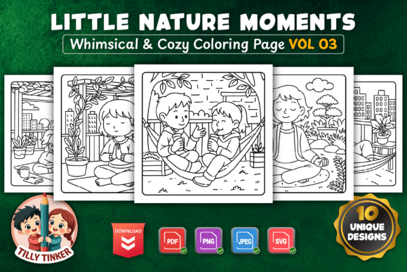 Little Nature Moments Coloring Page Vol3: Peaceful Hand-Drawn Scenes for Mindful Creativity