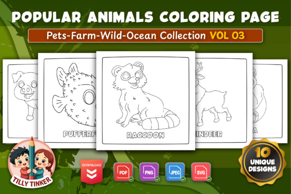 Popular Animals Coloring Pages Vol 03