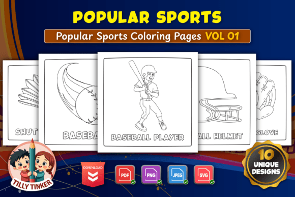Popular Sports Coloring Pages Vol 01: Fun Hand-Drawn Art