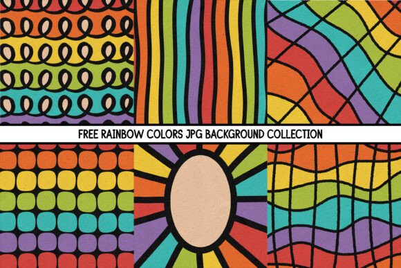 Rainbow Doodle Digital Papers Set: Hand-Drawn Color for Creative Projects