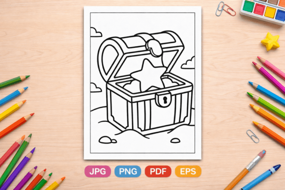 Treasure Chest with Star Coloring Page – A Strategic Resource for Creators and Educators