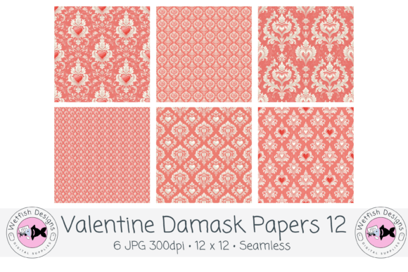 Valentine Damask Seamless Backgrounds 12: Classic Romance for Your Designs