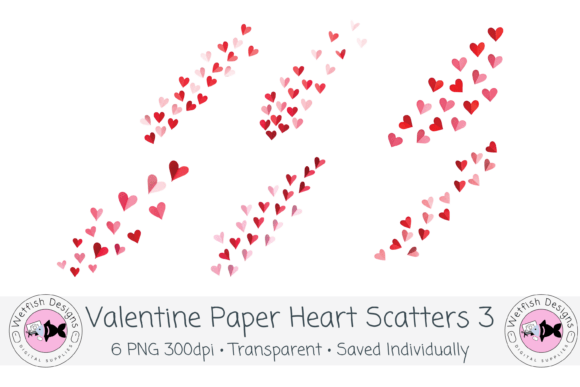 Valentine Paper Heart PNG Scatters 3: Elevating Romantic Design with Delicate Paper-Cut Charm